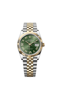 Thumbnail for Rolex Datejust 36mm Steel and Yellow Gold Olive Green Diamond Dial Fluted Bezel Jubilee Bracelet 2026 New Release (Ref 126233-0049) - WatchesOff5thWatch