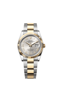 Thumbnail for Rolex Datejust 36mm Steel and Yellow Gold Silver Diamond Dial Fluted Bezel Oyster Bracelet 2026 New Release (Ref 126233-0052) - WatchesOff5thWatch