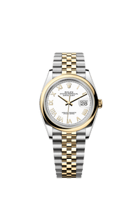 Thumbnail for Rolex Datejust 36mm Steel and Yellow Gold White Dial Smooth Bezel Jubilee Bracelet 2026 New Release (Ref 126203-0047) - WatchesOff5thWatch