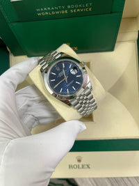 Thumbnail for Rolex Datejust 41 Blue Motif Dial Smooth Bezel Jubilee Bracelet 126300 - WatchesOff5th