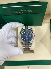 Thumbnail for Rolex Datejust 41 Blue Motif Dial Smooth Bezel Jubilee Bracelet 126300 - WatchesOff5th