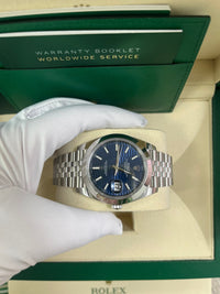 Thumbnail for Rolex Datejust 41 Blue Motif Dial Smooth Bezel Jubilee Bracelet 126300 - WatchesOff5th