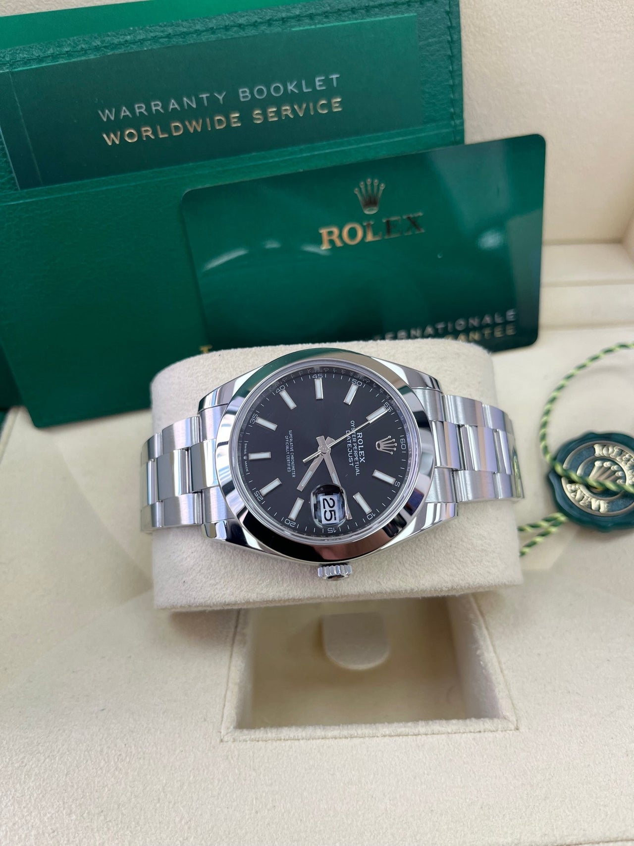 Rolex Datejust 41 Stainless Steel & White Gold - Black Index Dial - Smooth Bezel (Ref# 126300) - WatchesOff5thWatches