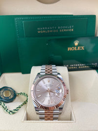 Thumbnail for Rolex Datejust 41 Steel and Everose Rolesor Fluted Bezel Sundust Index Dial Jubilee Bracelet 126331 - WatchesOff5thWatch