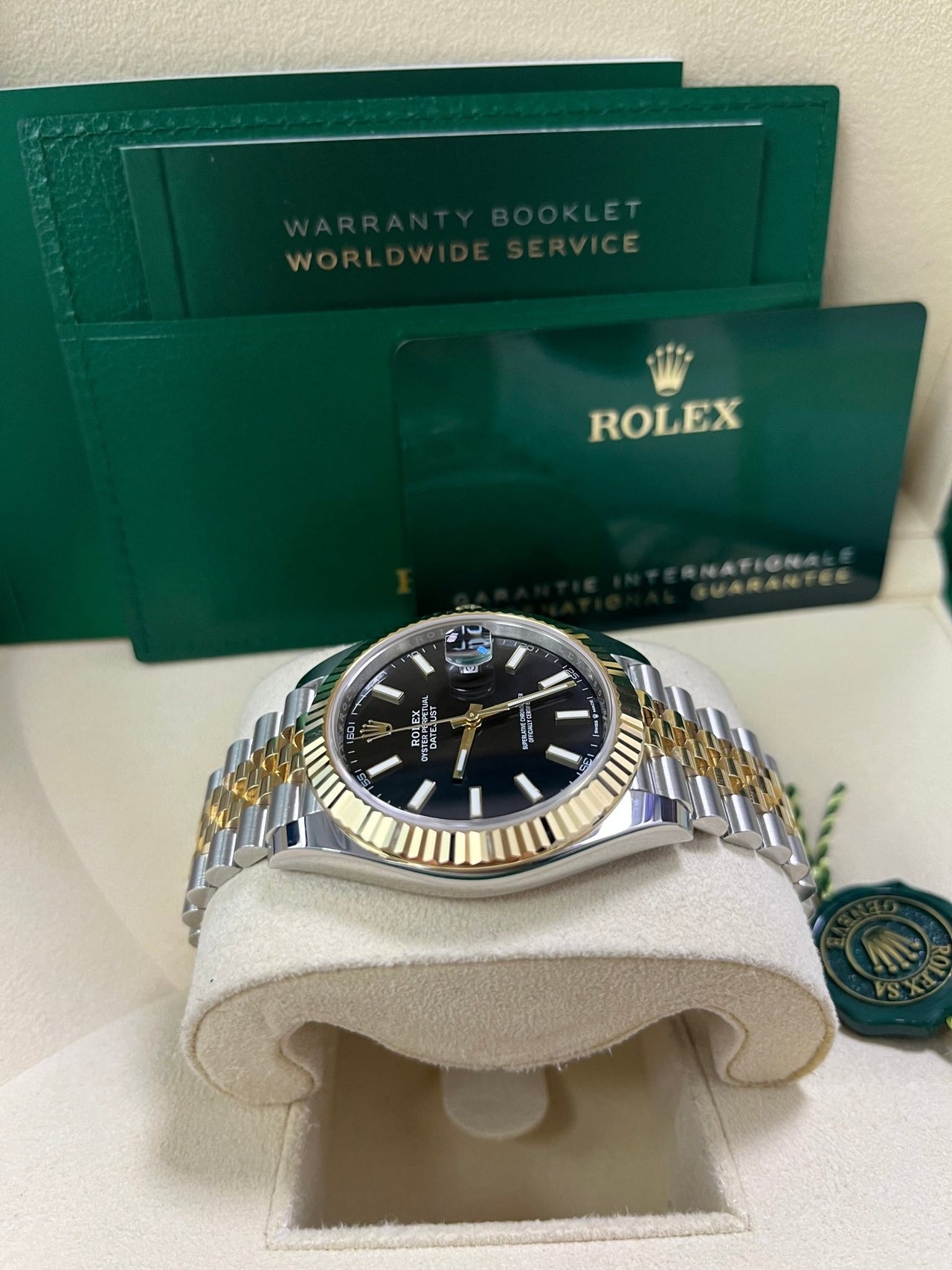 Rolex Datejust 41 Steel and Yellow Gold Fluted Bezel Black Index Dial Jubilee Bracelet 126333 - WatchesOff5thWatch