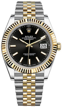 Thumbnail for Rolex Datejust 41 Steel and Yellow Gold Fluted Bezel Black Index Dial Jubilee Bracelet 126333 - WatchesOff5thWatch