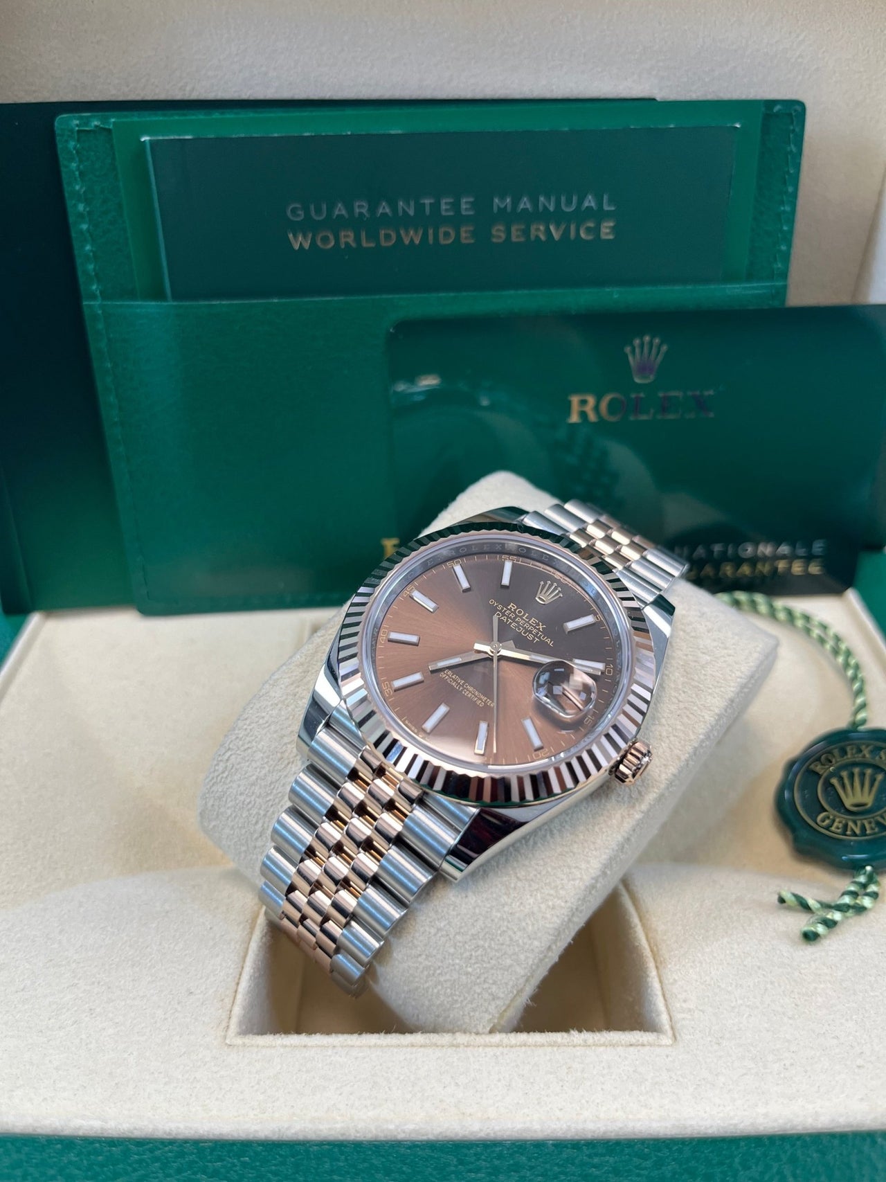 Rolex Datejust 41 Two - Tone Stainless Steel and Rose Gold/ Chocolate Index Dial/ Fluted Bezel/ Jubilee Bracelet (Ref#126331) - WatchesOff5thWatch