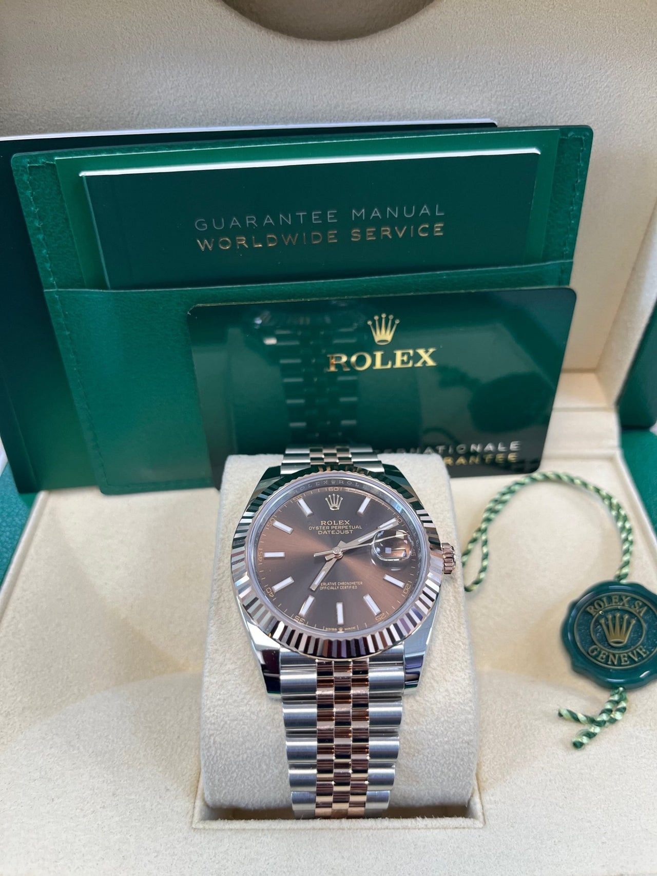 Rolex Datejust 41 Two - Tone Stainless Steel and Rose Gold/ Chocolate Index Dial/ Fluted Bezel/ Jubilee Bracelet (Ref#126331) - WatchesOff5thWatch