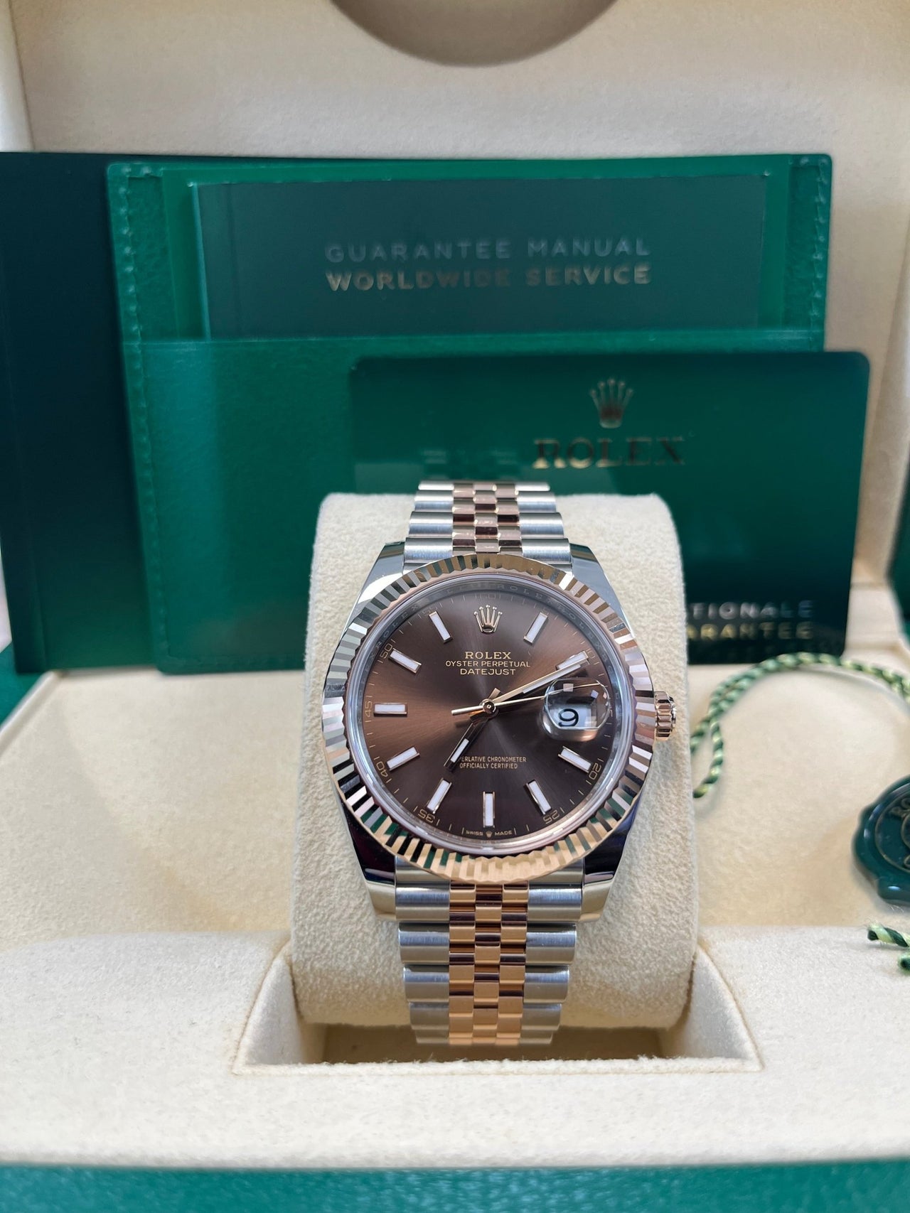 Rolex Datejust 41 Two - Tone Stainless Steel and Rose Gold/ Chocolate Index Dial/ Fluted Bezel/ Jubilee Bracelet (Ref#126331) - WatchesOff5thWatch