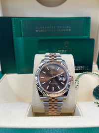 Thumbnail for Rolex Datejust 41 Two - Tone Stainless Steel and Rose Gold/ Chocolate Index Dial/ Fluted Bezel/ Jubilee Bracelet (Ref#126331) - WatchesOff5thWatch