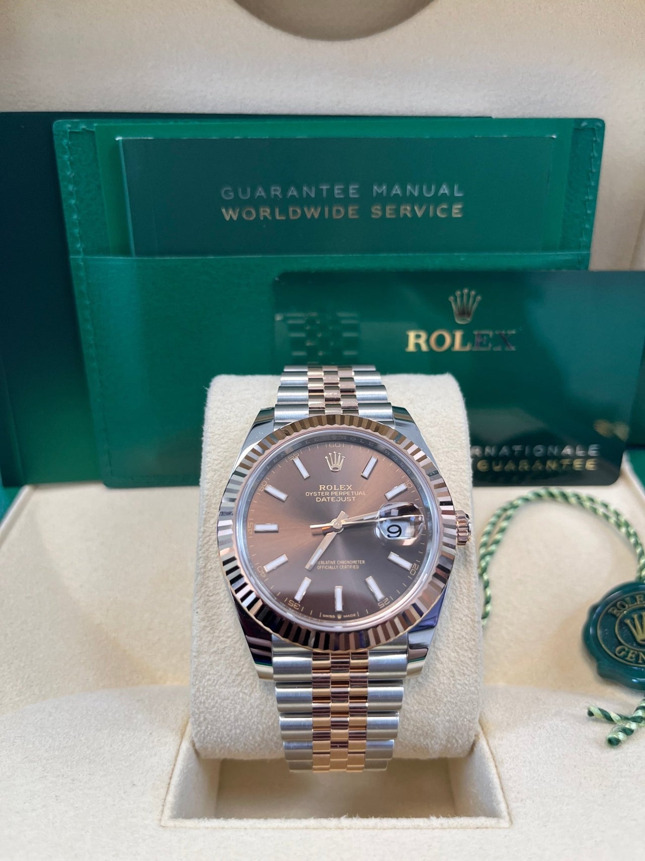 Rolex Datejust 41 Two - Tone Stainless Steel and Rose Gold/ Chocolate Index Dial/ Fluted Bezel/ Jubilee Bracelet (Ref#126331) - WatchesOff5thWatch