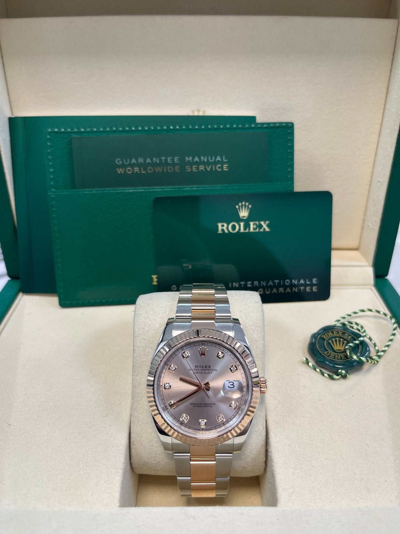 Rolex Datejust 41 Two - Tone Stainless Steel and Rose Gold/ Sundust Diamond Dial/ Fluted Bezel/ Oyster Bracelet (Ref126331) - WatchesOff5thWatch
