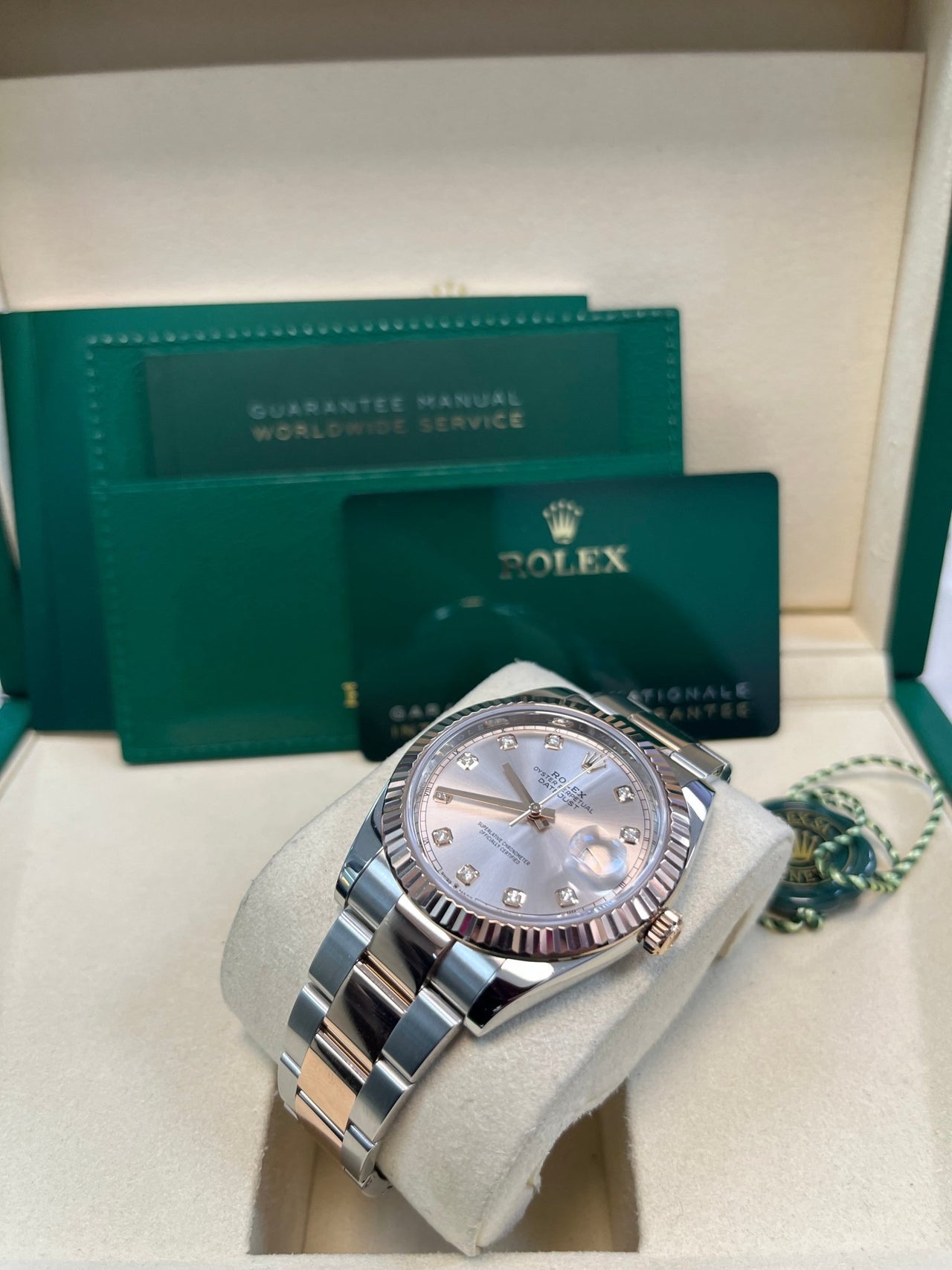 Rolex Datejust 41 Two - Tone Stainless Steel and Rose Gold/ Sundust Diamond Dial/ Fluted Bezel/ Oyster Bracelet (Ref126331) - WatchesOff5thWatch
