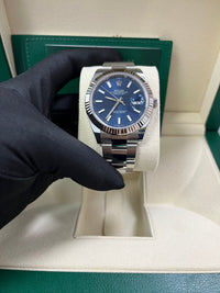 Thumbnail for Rolex Datejust 41 White Gold and Steel Blue Index Oyster Fluted Bezel (Ref#126334) - WatchesOff5thWatch