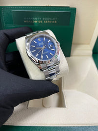 Thumbnail for Rolex Datejust 41 White Gold and Steel Blue Index Oyster Fluted Bezel (Ref#126334) - WatchesOff5thWatch