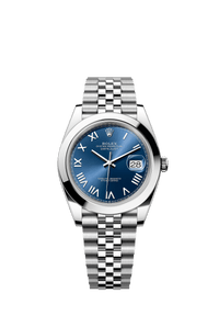 Thumbnail for Rolex Datejust 41mm Oystersteel Bright Blue Dial Smooth Bezel Jubilee Bracelet 2026 New Release (Ref 126300-0030) - WatchesOff5thWatch