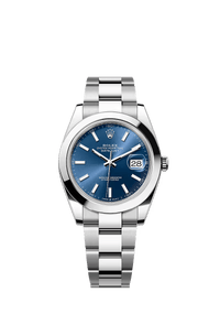 Thumbnail for Rolex Datejust 41mm Oystersteel Bright Blue Dial Smooth Bezel Oyster Bracelet (Ref 126300) - WatchesOff5thWatch