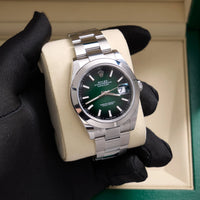 Thumbnail for Rolex Datejust 41mm Oystersteel Green Ombré Dial Smooth Bezel Oyster Bracelet 2026 New Release (Ref 126300) - WatchesOff5thWatch