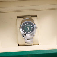 Thumbnail for Rolex Datejust 41mm Oystersteel Green Ombré Dial Smooth Bezel Oyster Bracelet 2026 New Release (Ref 126300) - WatchesOff5thWatch