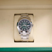 Thumbnail for Rolex Datejust 41mm Oystersteel Green Ombré Dial Smooth Bezel Oyster Bracelet 2026 New Release (Ref 126300) - WatchesOff5thWatch