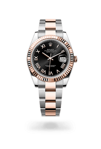 Thumbnail for Rolex Datejust 41mm Steel and Everose Gold Bright Black Dial Fluted Bezel Oyster Bracelet 2026 New Release (Ref 126331 - 0023) - WatchesOff5thWatch
