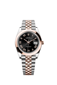 Thumbnail for Rolex Datejust 41mm Steel and Everose Gold Bright Black Dial Smooth Bezel Jubilee Bracelet 2026 New Release (Ref 126301-0024) - WatchesOff5thWatch