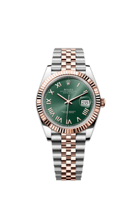Thumbnail for Rolex Datejust 41mm Steel and Everose Gold Mint Green Dial Fluted Bezel Jubilee Bracelet 2026 New Release (Ref 126331-0022) - WatchesOff5thWatch
