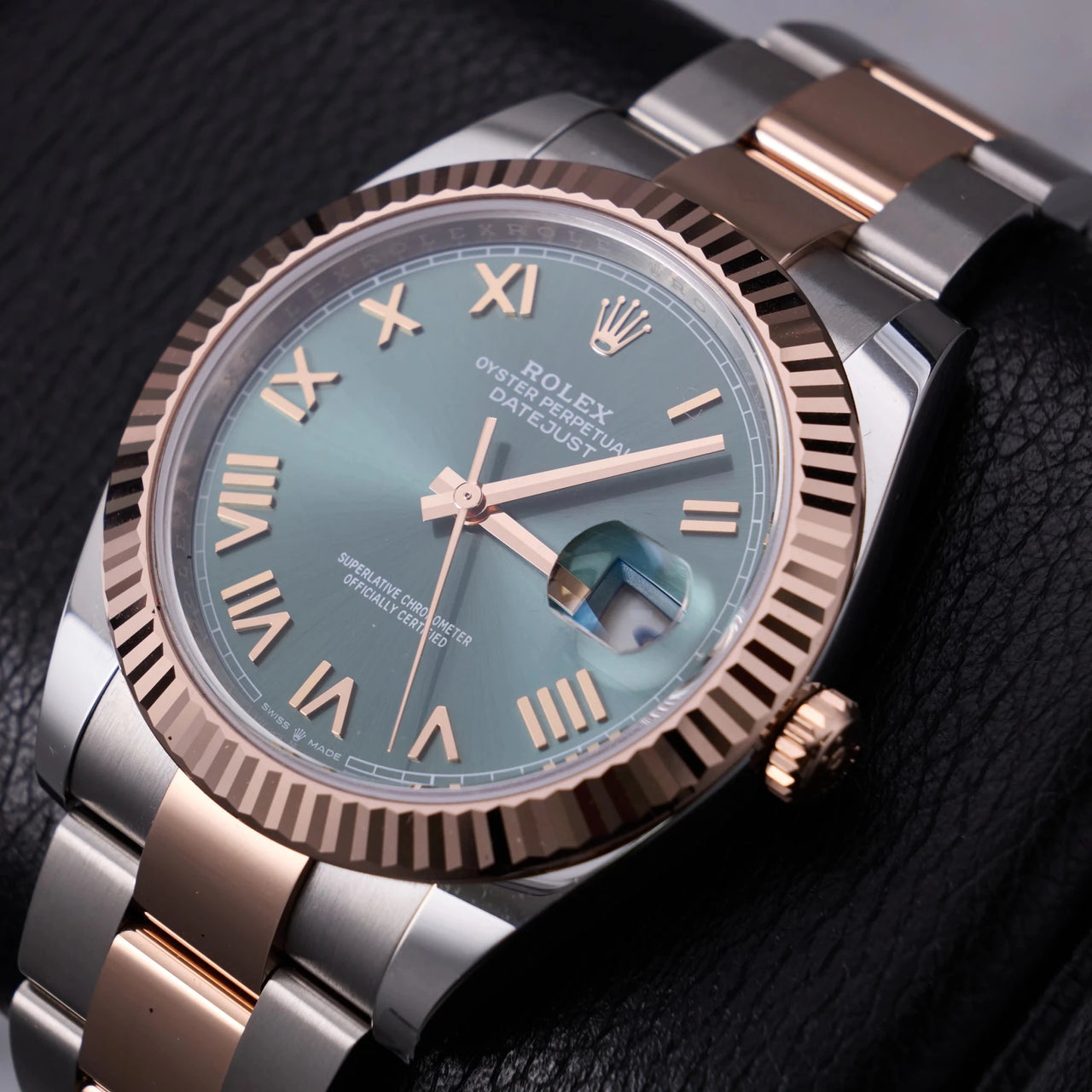 Rolex Datejust 41mm Steel and Everose Gold Mint Green Dial Fluted Bezel Oyster Bracelet 2026 New Release (Ref# 126331-0021) - WatchesOff5thWatch