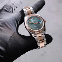 Thumbnail for Rolex Datejust 41mm Steel and Everose Gold Mint Green Dial Fluted Bezel Oyster Bracelet 2026 New Release (Ref# 126331-0021) - WatchesOff5thWatch