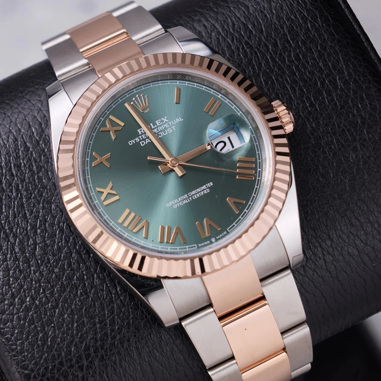 Rolex Datejust 41mm Steel and Everose Gold Mint Green Dial Fluted Bezel Oyster Bracelet 2026 New Release (Ref# 126331-0021) - WatchesOff5thWatch