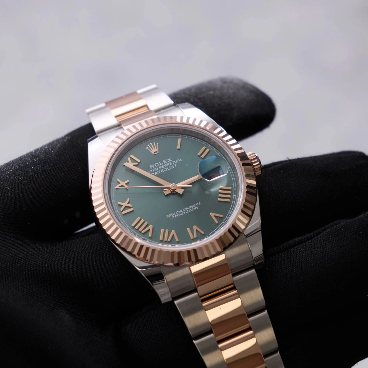Rolex Datejust 41mm Steel and Everose Gold Mint Green Dial Fluted Bezel Oyster Bracelet 2026 New Release (Ref# 126331-0021) - WatchesOff5thWatch