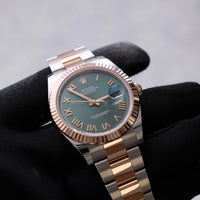 Thumbnail for Rolex Datejust 41mm Steel and Everose Gold Mint Green Dial Fluted Bezel Oyster Bracelet 2026 New Release (Ref# 126331-0021) - WatchesOff5thWatch