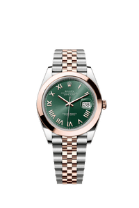 Thumbnail for Rolex Datejust 41mm Steel and Everose Gold Mint Green Dial Smooth Bezel Jubilee Bracelet 2026 New Release (Ref 126301-0022) - WatchesOff5thWatch
