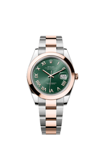 Thumbnail for Rolex Datejust 41mm Steel and Everose Gold Mint Green Dial Smooth Bezel Oyster Bracelet 2026 New Release (Ref 126301-0021) - WatchesOff5thWatch
