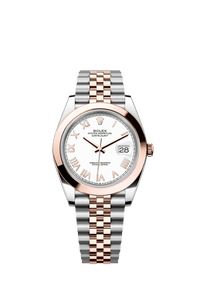 Thumbnail for Rolex Datejust 41mm Steel and Everose Gold White Dial Smooth Bezel Jubilee Bracelet 2026 New Release (Ref 126301-0026) - WatchesOff5thWatch