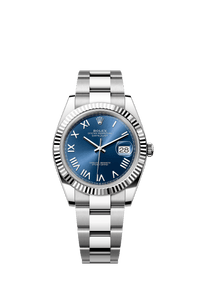 Thumbnail for Rolex Datejust 41mm Steel and White Gold Bright Blue Dial Fluted Bezel Oyster Bracelet 2026 New Release (Ref 126334-0037) - WatchesOff5thWatch