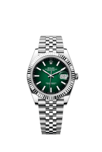 Thumbnail for Rolex Datejust 41mm Steel and White Gold Green Ombré Dial Fluted Bezel Jubilee Bracelet 2026 New Release (Ref 126334 - 0034) - WatchesOff5thWatch