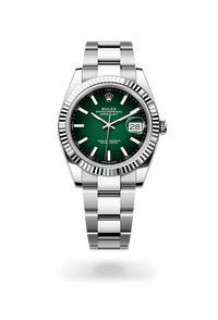 Thumbnail for Rolex Datejust 41mm Steel and White Gold Green Ombré Dial Fluted Bezel Oyster Bracelet 2026 New Release (Ref 126334 - 0033) - WatchesOff5thWatch