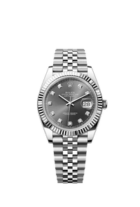 Thumbnail for Rolex Datejust 41mm Steel and White Gold Slate Diamond Dial Fluted Bezel Jubilee Bracelet (Ref 126334) - WatchesOff5thWatch
