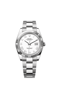 Thumbnail for Rolex Datejust 41mm Steel and White Gold White Dial Fluted Bezel Oyster Bracelet 2026 New Release (Ref 126334-0035) - WatchesOff5thWatch