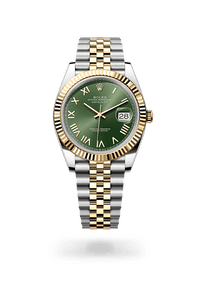 Thumbnail for Rolex Datejust 41mm Steel and Yellow Gold Olive Green Sunray Dial Fluted Bezel Jubilee Bracelet 2026 New Release (Ref 126333 - 0024) - WatchesOff5thWatch