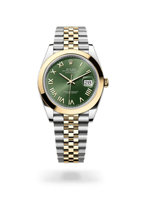 Thumbnail for Rolex Datejust 41mm Steel and Yellow Gold Olive Green Sunray Dial Smooth Bezel Jubilee Bracelet 2026 New Release (Ref 126303 - 0024) - WatchesOff5thWatch