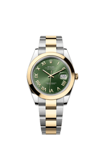 Thumbnail for Rolex Datejust 41mm Steel and Yellow Gold Olive Green Sunray Dial Smooth Bezel Oyster Bracelet 2026 New Release (Ref 126303-0023) - WatchesOff5thWatch