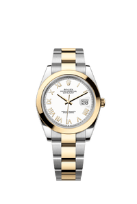 Thumbnail for Rolex Datejust 41mm Steel and Yellow Gold White Dial Smooth Bezel Oyster Bracelet 2026 New Release (Ref 126303-0025) - WatchesOff5thWatch