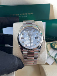 Thumbnail for Rolex Day - Date 36 Fluted Bezel Mother - of - Pearl Diamond Dial President Bracelet 128239 - WatchesOff5thWatch