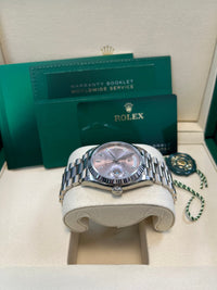 Thumbnail for Rolex Day - Date 36 mm Fluted Bezel Pink Baguette Diamond Dial 128239 - WatchesOff5thWatch