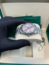 Thumbnail for Rolex Day - Date 36 mm Fluted Bezel Pink Baguette Diamond Dial 128239 - WatchesOff5thWatch