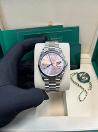 Thumbnail for Rolex Day - Date 36 mm Fluted Bezel Pink Baguette Diamond Dial 128239 - WatchesOff5thWatch