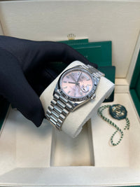 Thumbnail for Rolex Day - Date 36 mm Fluted Bezel Pink Baguette Diamond Dial 128239 - WatchesOff5thWatch