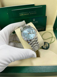 Thumbnail for Rolex Day - Date 36 Platinum Ice Blue Roman Dial President Bracelet 128236 - WatchesOff5thWatch